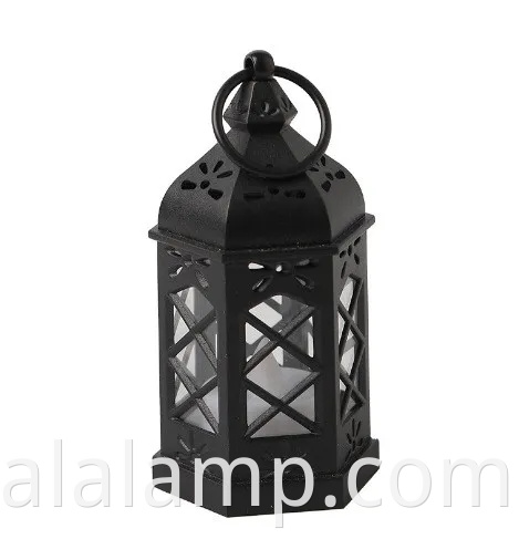 Lâmpada de vento retro mini hexagonal com luz LED branca quente